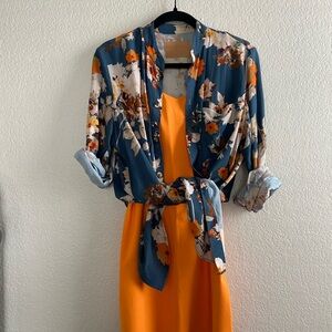 BABATON L Bright Orange Mini Dress